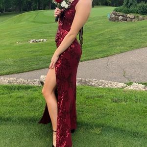 Showpo Sequin Deep Red Dress